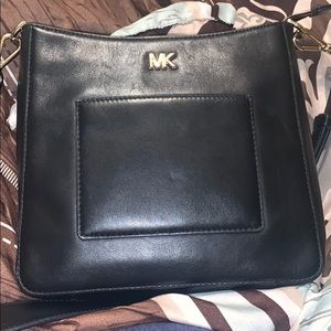 MK Black Leather Crossbody